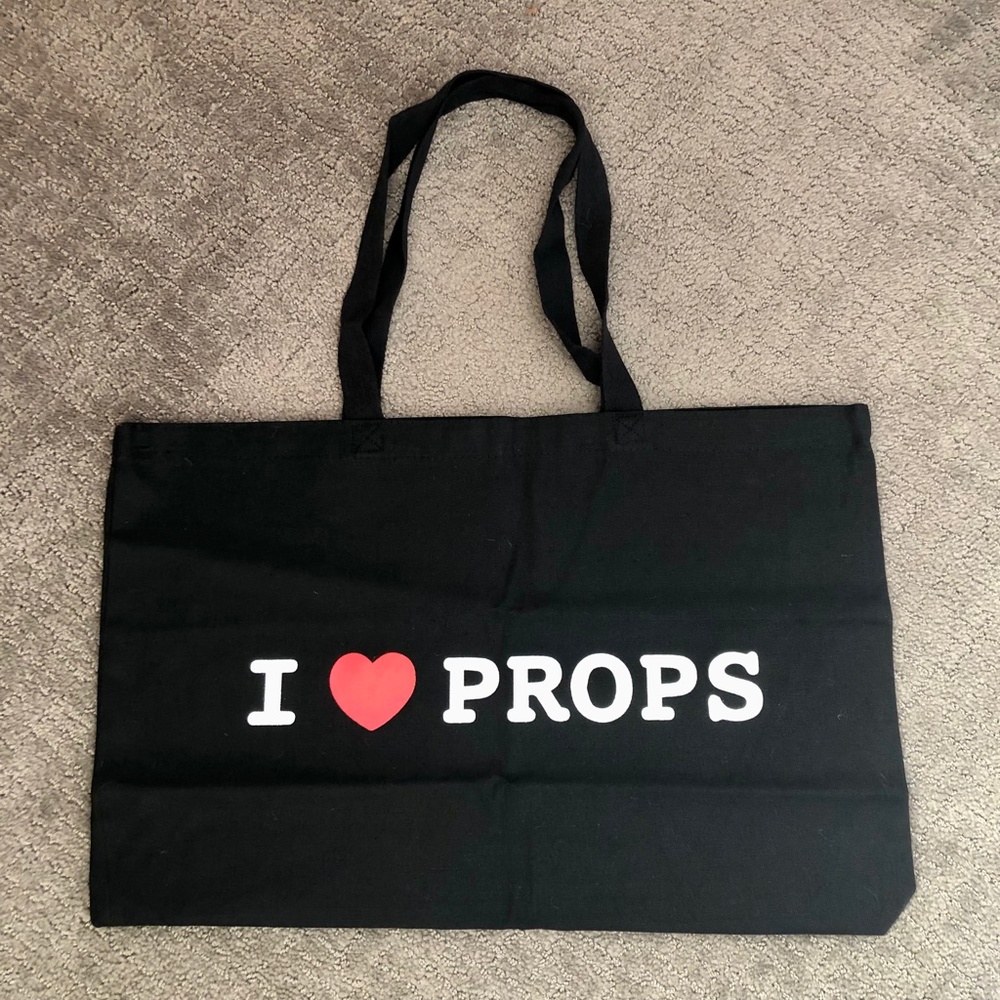 Black I LOVE PROPS Tote Bag